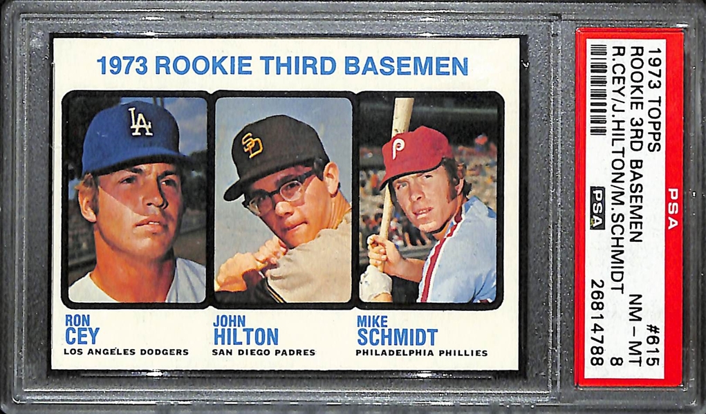 1973 Topps Mike Schmidt #615 Rookie Card (w. Ron Cey) Graded PSA 8 NM-MT