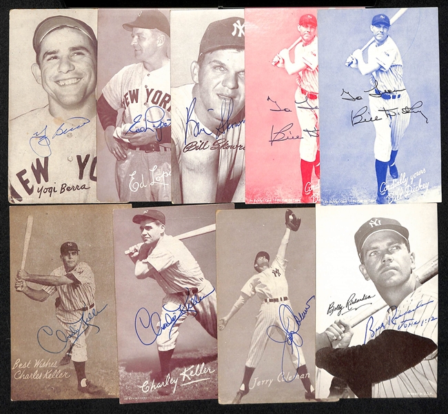 Lot Detail Signed New York Yankees Exhibit Cards W Berra Lopat