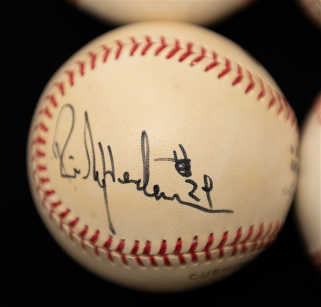 Lot of (4) Oakland As HOF Autographed Baseballs w. Rickey Henderson, Reggie Jackson, and (2) Rollie Fingers (JSA Auction Letter)
