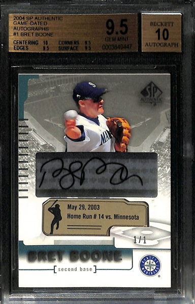 2011 Bowman Sterling Prospects Auto George Springer Gold /50 BGS 9.5 w. 10 and 2004 SP Authentic Game Dated Brett Boone Auto #d 1/1 Graded BGS 9.5 w. 10