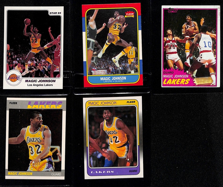 Lot of (11) 1980s Basketball Cards w. (3) 1981-82 Larry Bird and Magic Johnson Second Year Cards, Reggie Miller Rookie and More