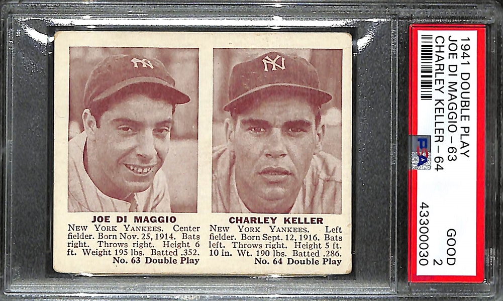 1941 Double Play Joe DiMaggio & Charlie Keller (#63/64) Graded PSA 2 GD