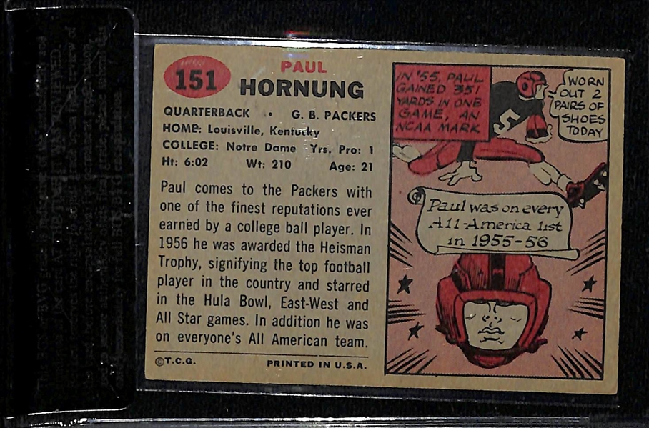 1957 Topps Paul Hornung Rookie Card #151 Graded Beckett Raw Review 6 (EX-MT)
