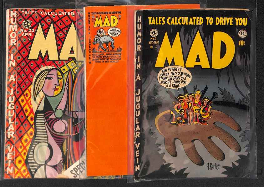  Lot of (3) Early 1950s Mad Comics - #6, #13, #22