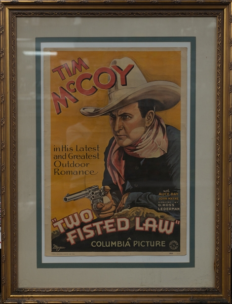 Vintage 1932 Tim McCoy Movie Poster Starring a Young John Wayne (29x20 Poster in 42x32 Frame) - Very Rare!