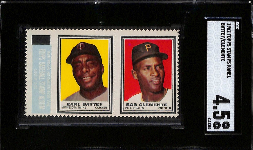 1962 Topps Stamps Panels - Bob Clemente/Battey (SGC 4.5) & Sandy Koufax/Adcock (SGC 7)