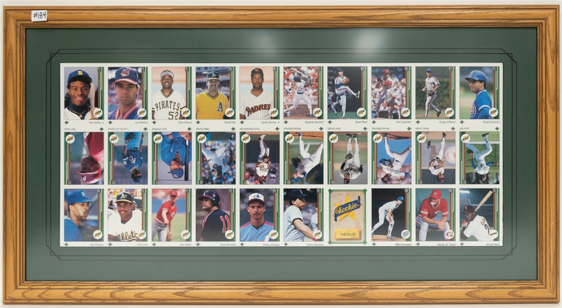 Nicely Framed 1989 Upper Deck Uncut Sheet with Rookie Set Inc. Ken Griffey Jr. Rookie (32x17 Framed)