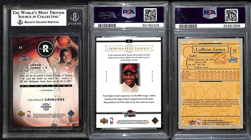 Lot of (3) Graded LeBron James Cards w. (2) Rookies 