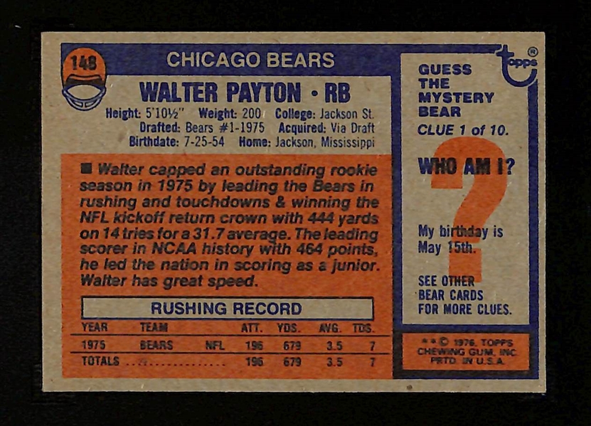 1976 Topps Walter Payton #148 Rookie Card Graded SGC 3.5