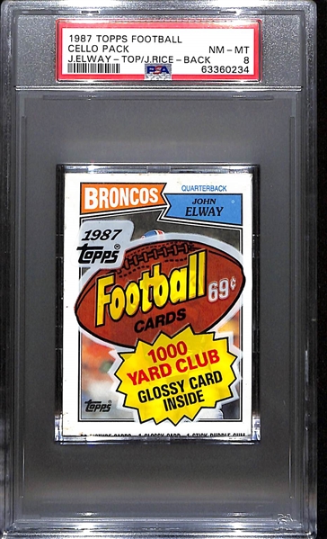1987 Topps Football Unopened Cello Pack (John Elway on Front) Graded PSA 8 NM-MT