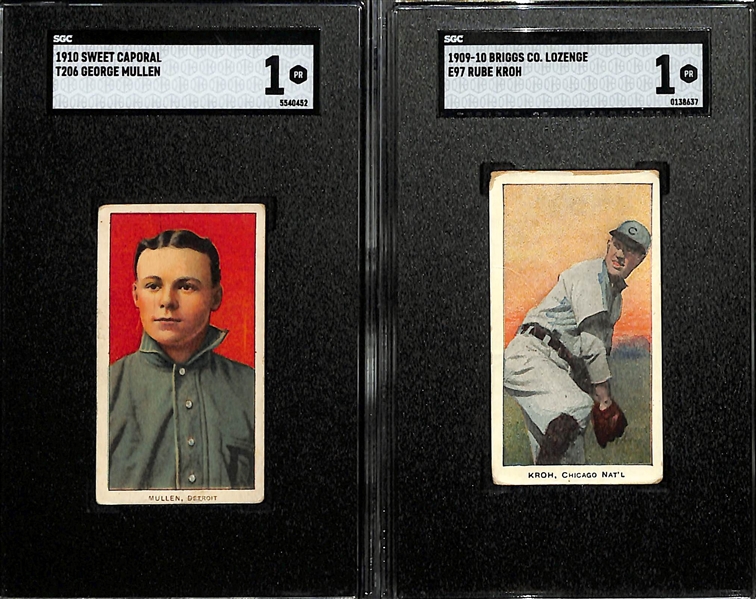 1909-10 Briggs & Co. Rube Kroh (Cubs) SGC 1 and 1909-11 T206 George Mullen SGC 1