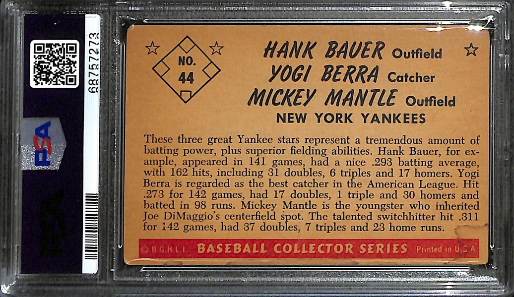 1953 Bowman Color Mickey Mantle, Yogi Berra, Hank Bauer #44 Graded PSA 2