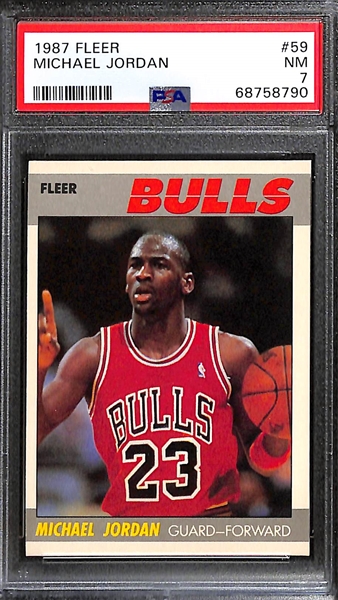 Lot of (2) 1987-88 Fleer Michael Jordan #59 Cards Graded PSA 7 and PSA 5