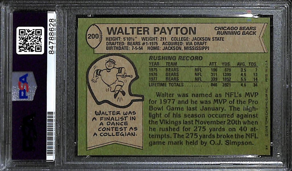 1978 Topps Walter Payton Signed Card (PSA/DNA Slabbed Authentic Auto)