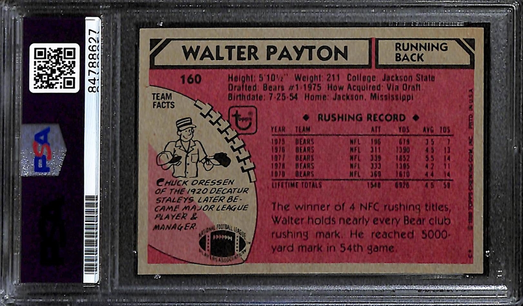 1980 Topps Walter Payton Signed Card (PSA/DNA Slabbed Authentic Auto)