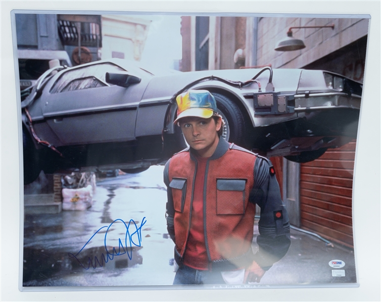 Michael J Fox Autographed 16x20 Back To The Future Photo (PSA/DNA COA)