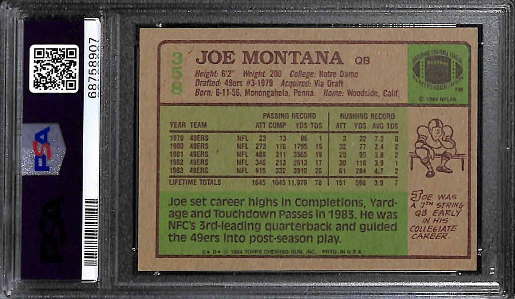 Signed 1984 Topps Joe Montana #358 (PSA/DNA Auto Grade 10)