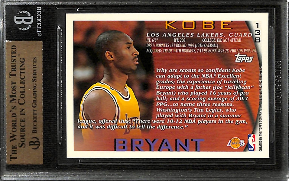 1996-97 Topps # 138 Kobe Bryant RC Graded BGS 9.5