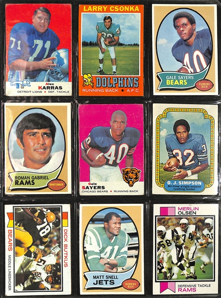  Lot of (250+) 1970-1975 Topps Football Star & Common Cards w. 1970 Bart Starr