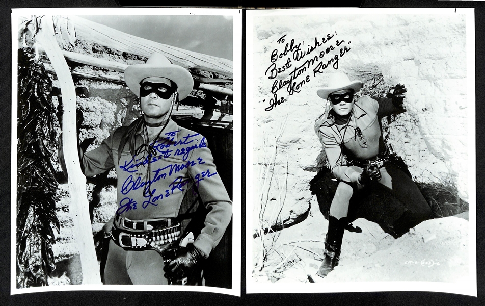 Lot of (5) 8 x 10 Entertainment Autographs w. (4) Clayton Moore The Lone Ranger (JSA Auction Letter)