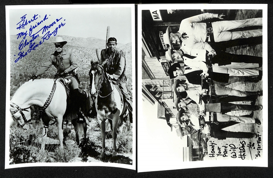 Lot of (5) 8 x 10 Entertainment Autographs w. (4) Clayton Moore The Lone Ranger (JSA Auction Letter)