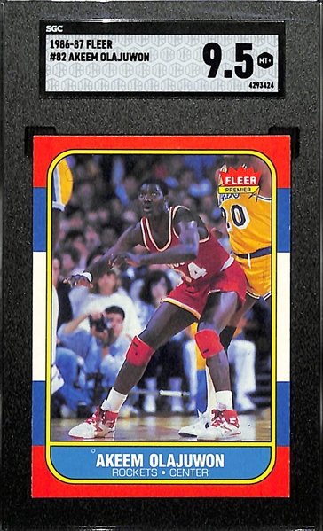 1986-87 Fleer Akeem Olajuwon #82 Rookie Card Graded SGC 9.5
