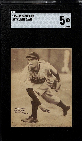 1934-36 Batter-Up Lot w. #91 Frank Gabler (SGC 4.5), #97 Curtis Davis (SGC 5), & #121 Bill Hallahan (SGC 4.5)