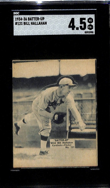 1934-36 Batter-Up Lot w. #91 Frank Gabler (SGC 4.5), #97 Curtis Davis (SGC 5), & #121 Bill Hallahan (SGC 4.5)