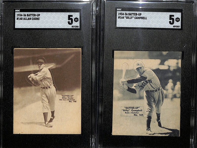 1934-36 Batter-Up Lot w. #148 Allan Cooke (SGC 5) & #164 Gilly Campbell (SGC 5)
