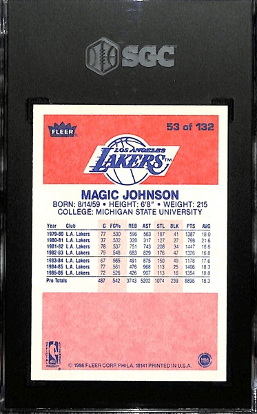 1986-87 Fleer Magic Johnson #53 Graded SGC 9 Mint