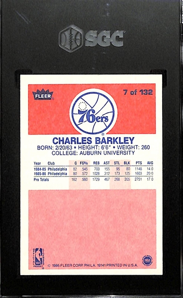 1986-87 Fleer Charles Barkley #7 Graded SGC 9 Mint