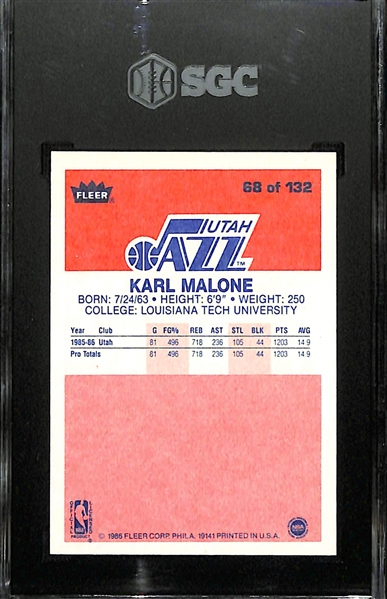 1986-87 Fleer Karl Malone Rookie Card #68 Graded SGC 9 Mint