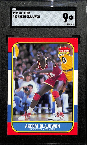 1986-87 Fleer Akeem Olajuwon #82 Rookie Card Graded SGC 9