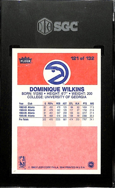 1986-87 Fleer #121 Dominique Wilkins Rookie Card #121 Graded SGC 8.5