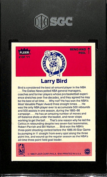 1986-87 Fleer Sticker Larry Bird #2 Graded SGC 9