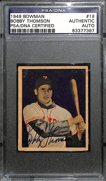 1949 Bowman Bobby Thomson #18 Signed Baseball Card (PSA/DNA Authenticated/Slabbed)