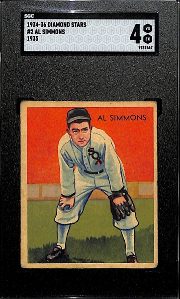 1934-36 Diamond Stars #2 Al Simmons (HOF) Graded SGC 4