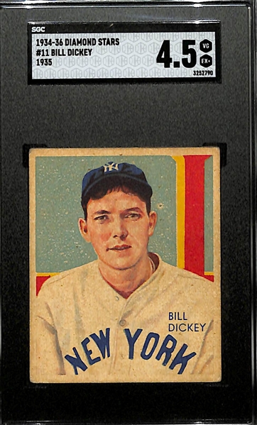 1934-36 Diamond Stars #11 Bill Dickey (HOF) Graded SGC 4.5