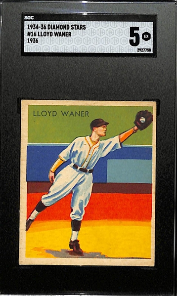 1934-36 Diamond Stars #16 Lloyd Waner (HOF) Graded SGC 5