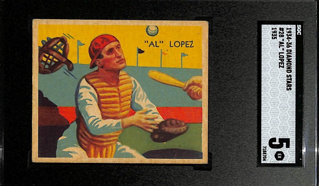1934-36 Diamond Stars #28 Al Lopez (HOF) Unique In-Action Card Graded SGC 5