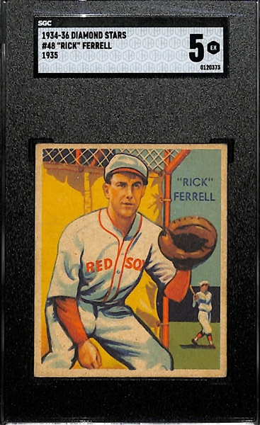 1934-36 Diamond Stars #48 Rick Ferrell (HOF) Graded SGC 5
