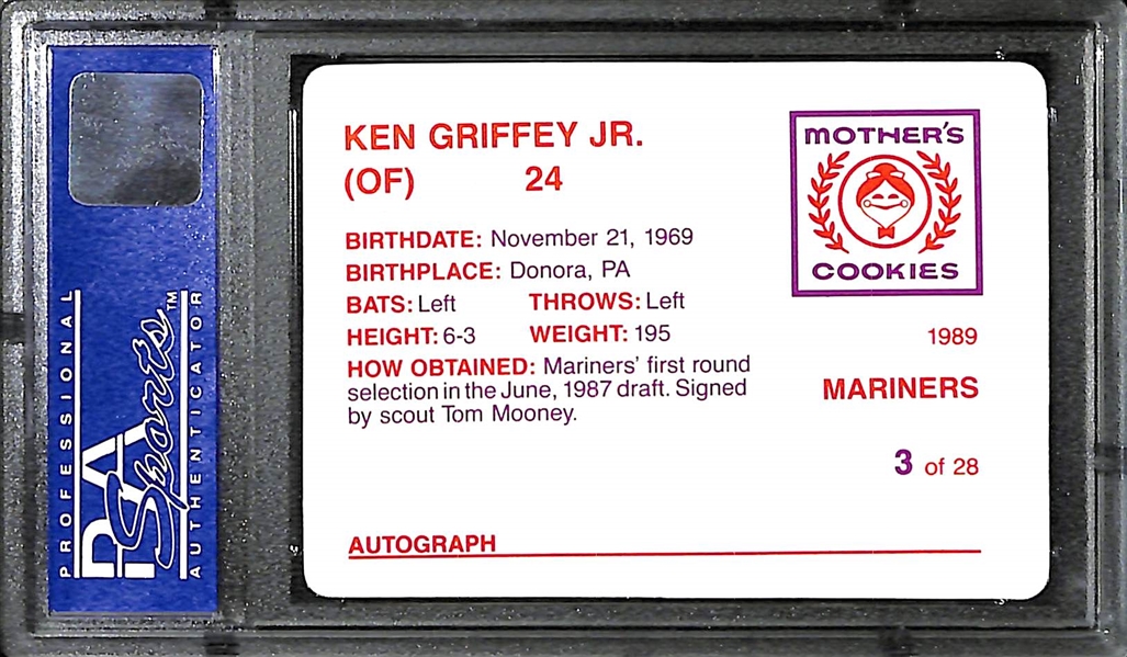 1989 Mother's Cookies Ken Griffey Jr Rookie Graded PSA 10
