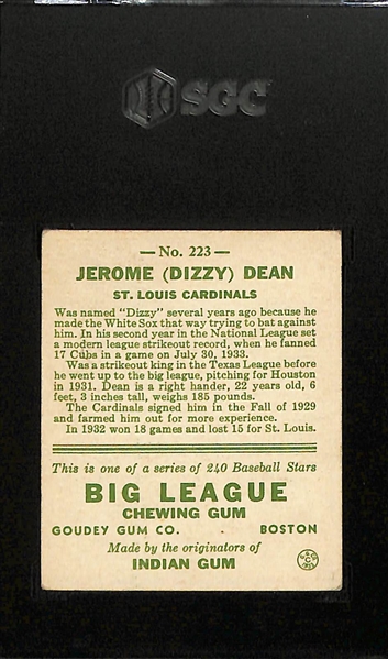 1933 Goudey #223 Dizzy Dean Graded SGC 4