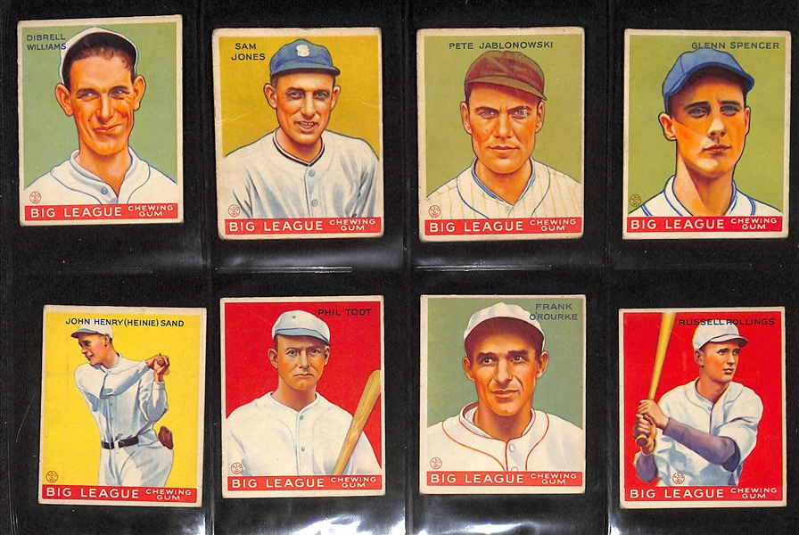 Lot of (76) Different 1933 Goudey Baseball Cards w. Jimmy Dykes #6 & Red Faber (HOF)