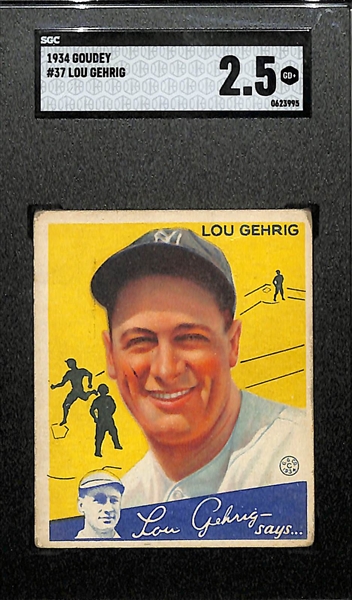 1934 Goudey #37 Lou Gehrig Graded SGC 2.5