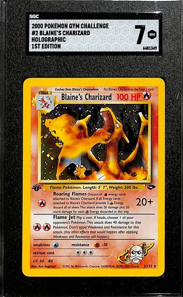 2000 Pokemon Gym Challenge 1st Edition Blaine's Charizard Holo Graded SGC 7