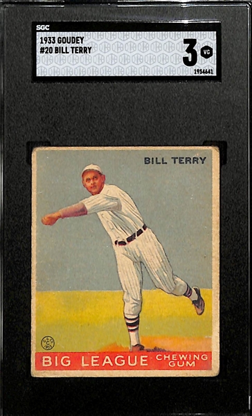 1933 Goudey #20 Bill Terry Graded SGC 3