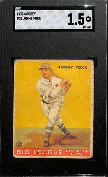 1933 Goudey #29 Jimmy Foxx Graded SGC 1.5