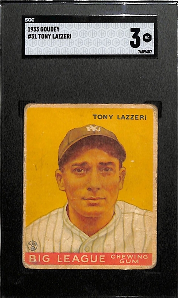 1933 Goudey #31 Tony Lazzeri Graded SGC 3