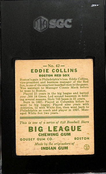1933 Goudey #42 Eddie Collins Graded SGC 4